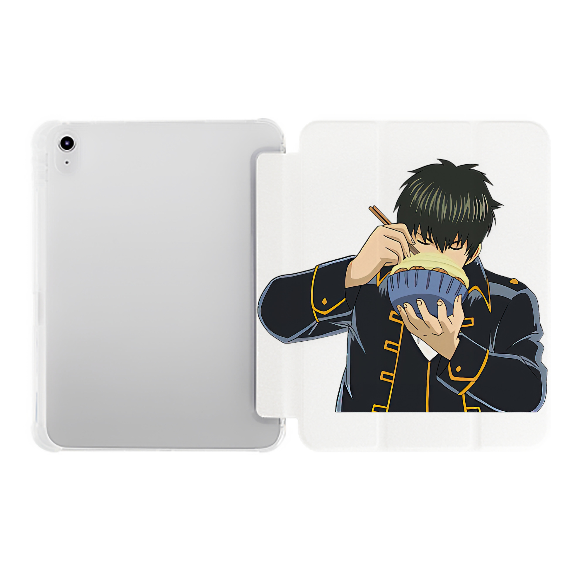 （画像用） ぎんたま 坂田銀時（さかたぎんとき） 神楽 志村新八（しむら しんぱち） GINTAMA Sakata Gintoki Kagura Shimura Shinpachi IPad ケース ペン収納付き 三つ折りスタンド PUレザー×シリコン 対応機種9.5/10.5/10.9インチ